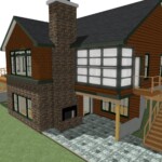 Perspectives Home Designs Exterior Walk Through two story Brown siding with chimney