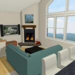 Perspectives Home Designs Interior 3D Floor plan Living Space with Hillside View
